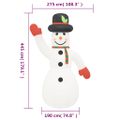 vidaXL Nafukovací vianočný snehuliak s LED 455 cm