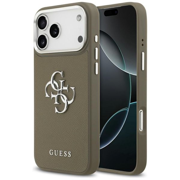 Púzdro Guess Grained Big 4G Classic Logo pre iPhone 17 Pro Max hnedá