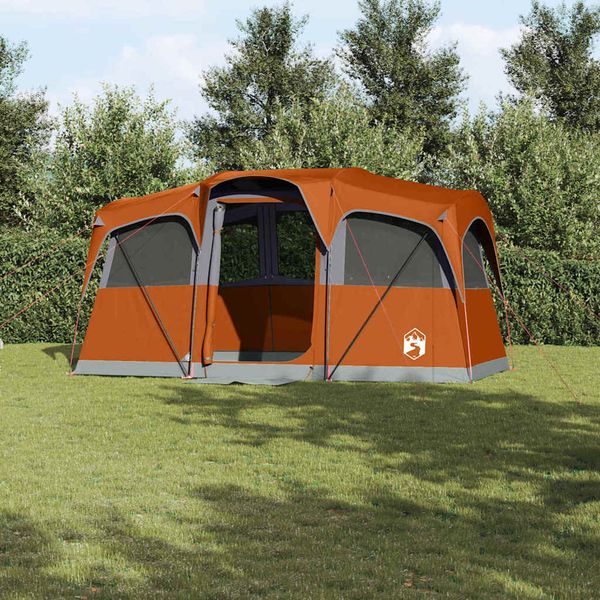 vidaXL Rodinný stan so strechou Oranžová a oranžová 435 x 255 x 216 cm