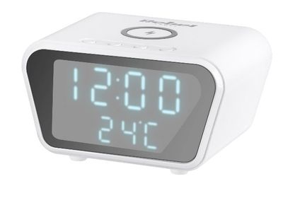 Digitálny budík s indukčnou nabíjačkou REBEL RB-6303-W, biela