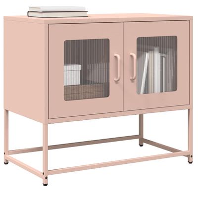 vidaXL TV skrinka Ružová 68x39x60,5 cm Oceľ valcovaná za studena