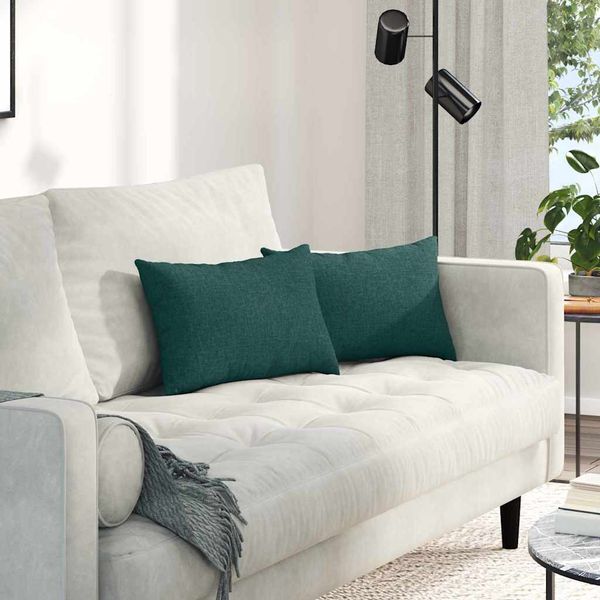 vidaXL Vankúše na pohovku 2 pcs Tmavozelená 50 x 30 cm látka