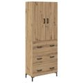 vidaXL Highboard Remeselný dub 69,5 x 34 x 180 cm Kompozitné drevo