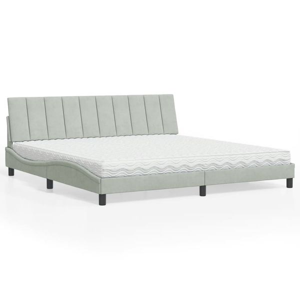 vidaXL Posteľ s matracom Hanko bledosivý 200x200 cm zamat