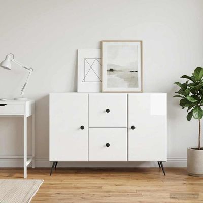 vidaXL Servírovacia skriňa Biela s vysokým leskom 89 x 34,5 x 60 cm