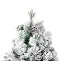 vidaXL Osvetlený vianočný stromček, zasnežený, šišky 195 cm, PVC a PE