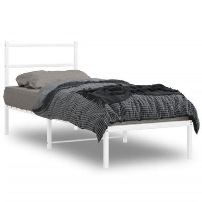 vidaXL Kovový rám postele s čelom biely 80x200 cm