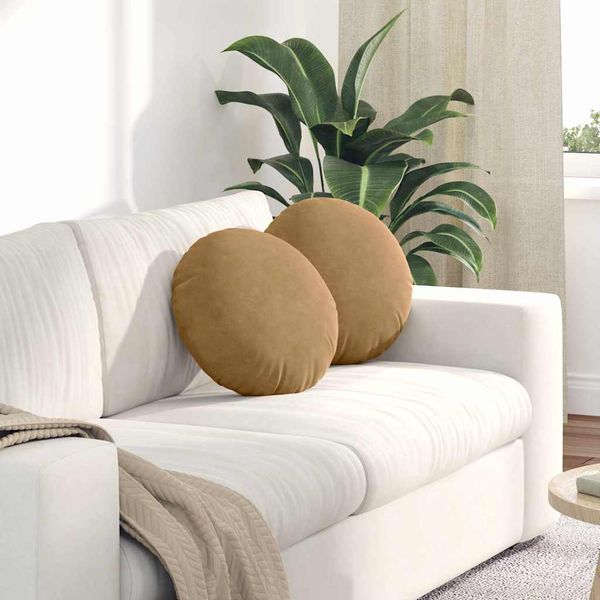 vidaXL Vankúše na sedenie 2 pcs Hnedá Ø 40 x 13 cm Zamat