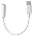NEDIS USB 2.0 adaptér/ USB-C zástrčka - 3,5 mm zásuvka/ okrúhly/ biely/ blister/ 10 cm Redukcia, USB-C (M) na 3,5mm jack (F), 10cm, biela