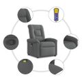 vidaXL Masážne kreslo s polohovacím mechanizmom, tmavosivá látka