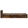vidaXL Posteľný rám so zásuvkami dymový dub 75x190 cm kompozitné drevo