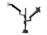 Pole Mount, C-Clamp/Grommet (ARMDUALPIVOT) - Montážna sada (žrď, 2 ramená monitora, základňa, 2 dosky VESA, 2 držiaky monitora, držiak náradia) - plne pohyblivé dvojité rameno - pre 2 monitory - hliník - čierna - veľkosť obrazovky: 32" - upevniteľné na stôl