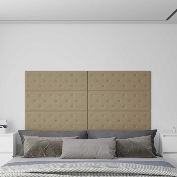 vidaXL Nástenný čelník 12 pcs Kapučínová 90 x 30 cm Umelá koža