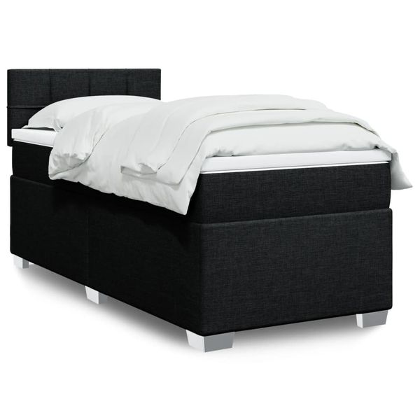 vidaXL Posteľný rám boxspring s matracom čierny 80x200 cm látka