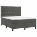vidaXL Posteľný rám boxspring s matracom tmavosivý 140x190 cm zamat