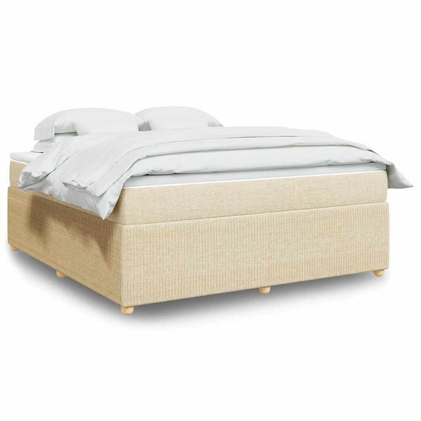 vidaXL Posteľný rám boxspring s matracom krémový 180x200 cm látka