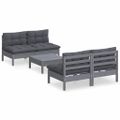 vidaXL 5-dielny záhradný set s antracitovými vankúšmi borovicové drevo