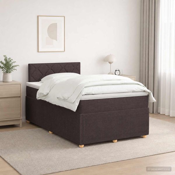 vidaXL Posteľ boxspring s matracom Tmavohnedá 120 x 200 cm Látka