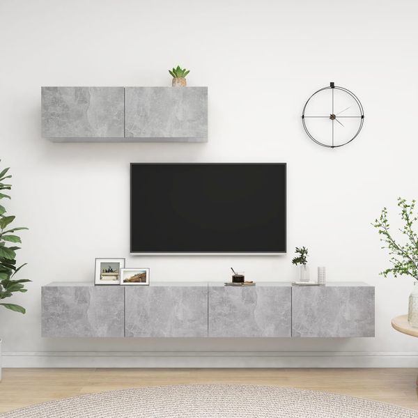 vidaXL TV skrinky 3 ks, betónovo sivé, kompozitné drevo