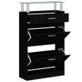 vidaXL Botník čierny 63x24x104 cm spracované drevo