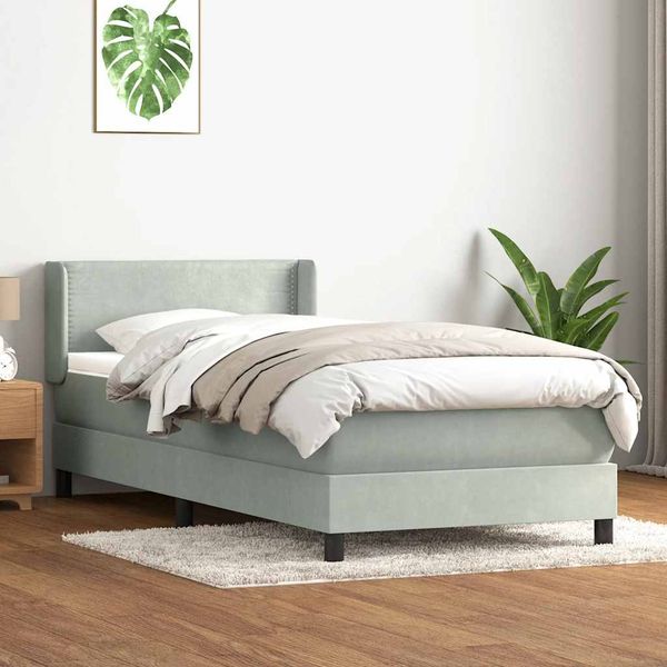 vidaXL Box Spring Posteľ s matracom Svetlosivá 90x210 cm Zamat