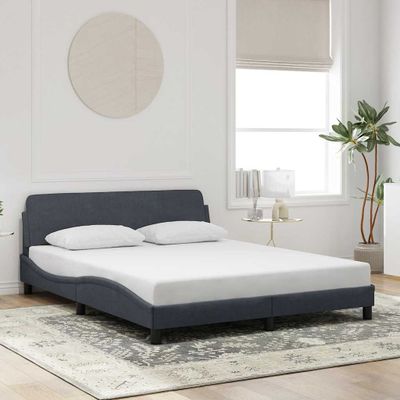 vidaXL Rám postele Dover tmavosivá 160x200 cm zamat