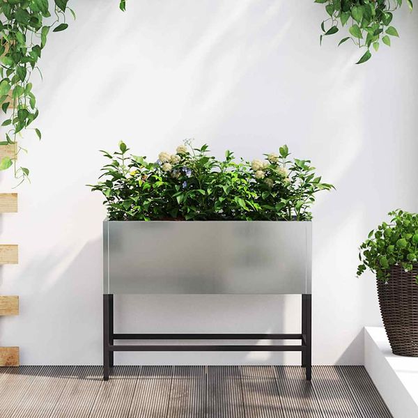 vidaXL Zvýšený záhradný kvetináč Strieborná 60 x 26 x 45 cm