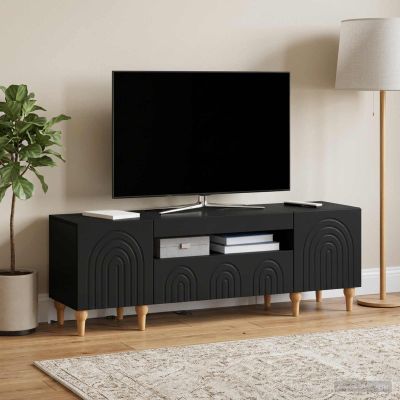 vidaXL LED TV kabinet Čierna Kompozitné drevo