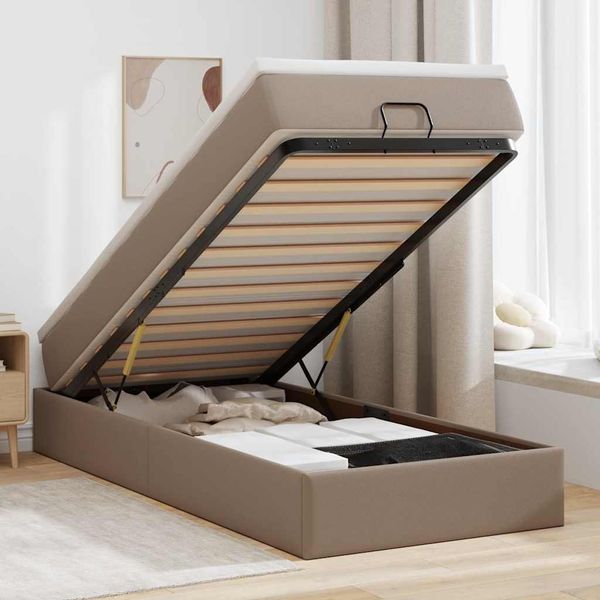 vidaXL Osmanský rám postele s matracom kapučínový 80x200 cm umelá koža