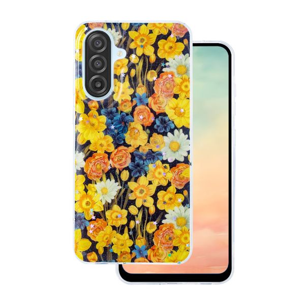 Puzdro Glow Glam pre Samsung Galaxy A17 4G / A17 5G / A18 5G oranžová