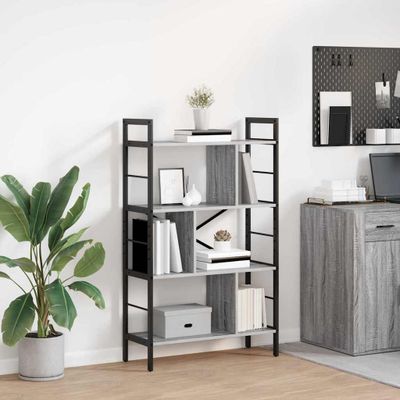 vidaXL Regál na knihy Sivý Sonoma 75 x 30 x 123,5 cm Kompozitné drevo
