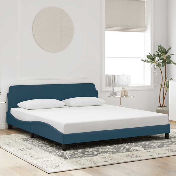 vidaXL Rám postele s čelom Dover modrý 180x200 cm zamat
