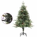 vidaXL Osvetlený vianočný stromček so šiškami, zelený 120 cm, PVC a PE