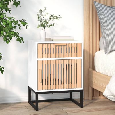 vidaXL Nočný stolík biely 40x30x55,5cm kompozitné drevo a železo
