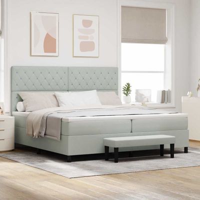 vidaXL Posteľ s pružinovým rámom Svetlosivá 200 x 200 cm Zamat