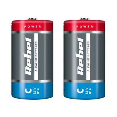 Batéria C (R14) alkalická REBEL Alkaline 2ks / shrink BAT0063