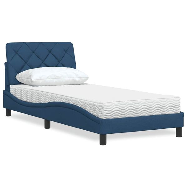 vidaXL Posteľ s matracom modrá 90x190 cm látka
