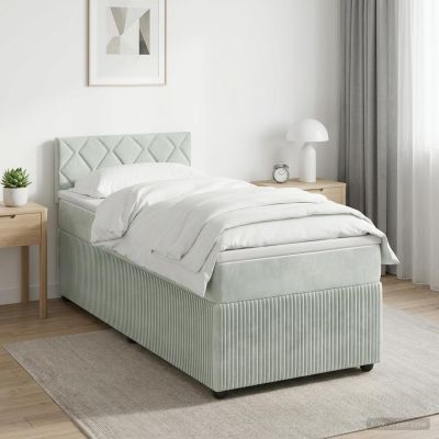 vidaXL Posteľ boxspring s matracom Svetlosivá 100 x 200 cm Zamat