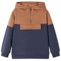 Detská mikina kapucňa polovičný zips antracitová a koňaková 140