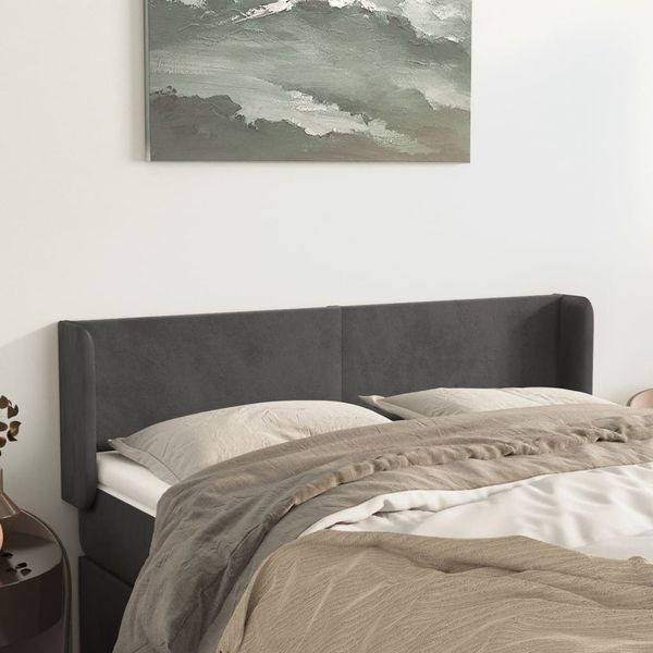 vidaXL Čelo postele so záhybmi tmavosivé 147x16x78/88 cm zamat