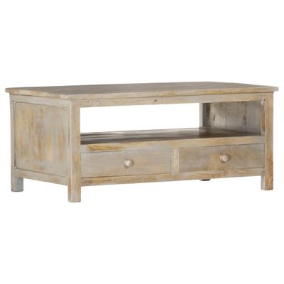 vidaXL Konferenčný stolík sivý 90x50x40 cm masívne mangovníkové drevo