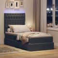 vidaXL LED úložná posteľ s matracom Tmavosivá 90 x 190 cm Zamat