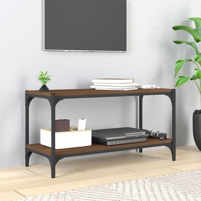 vidaXL TV skrinka hnedý dub 80x33x41 cm spracované drevo a oceľ