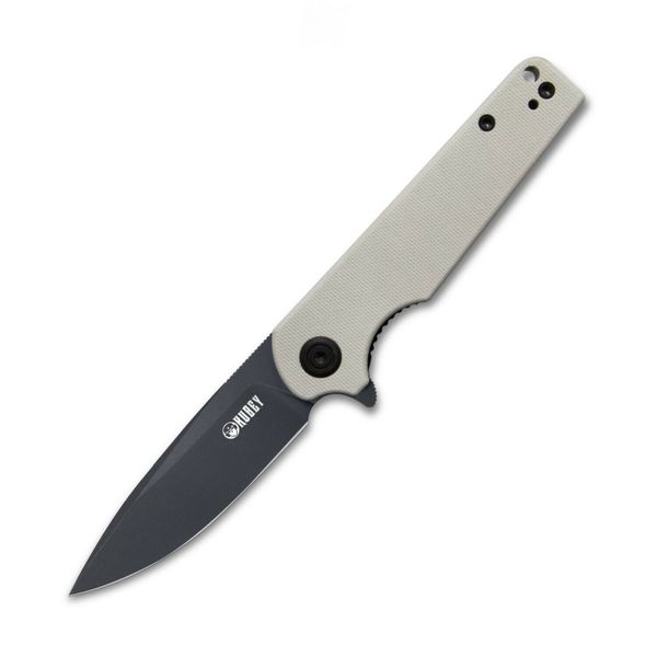 Kubey KU233G Wolverine vreckový nôž 7,4 cm, Dark Stonewash, krémová, G10, spona