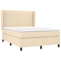 vidaXL Posteľný rám boxspring s matracom krémový 140x200 cm látka