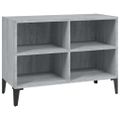 vidaXL TV stolík s kovovými nohami sivý dub sonoma 69,5x30x50 cm