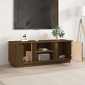 vidaXL TV skrinka medovo-hnedá 110x35x40,5 cm masívna borovica