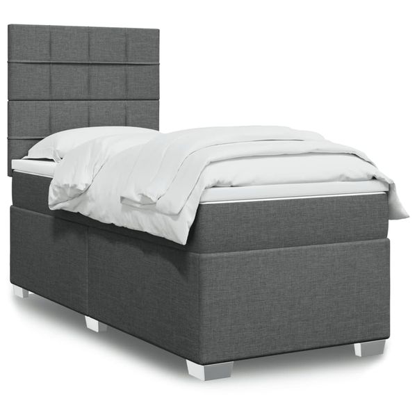 vidaXL Posteľný rám boxsping s matracom tmavosivý 80x200 cm látka