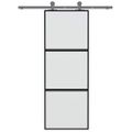 vidaXL Posuvné dvere čierne 76x205 cm tvrdené sklo a hliník