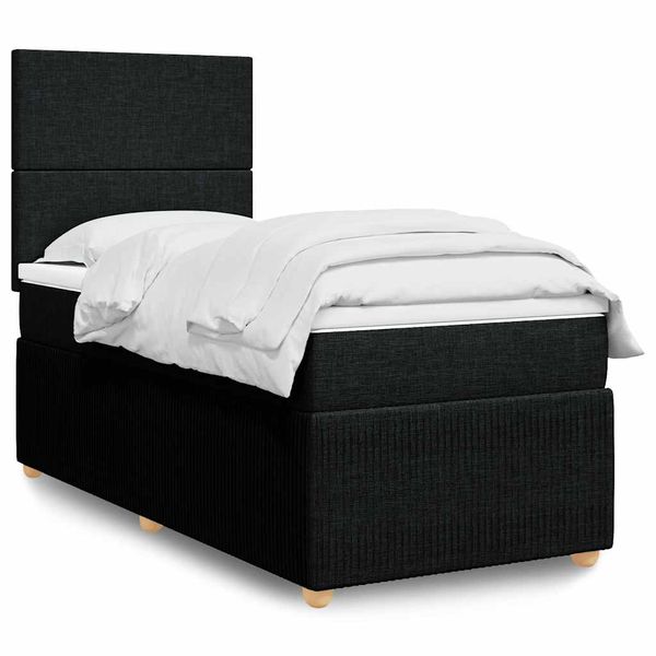 vidaXL Boxspring posteľ s matracom čierna 100x200 cm látka